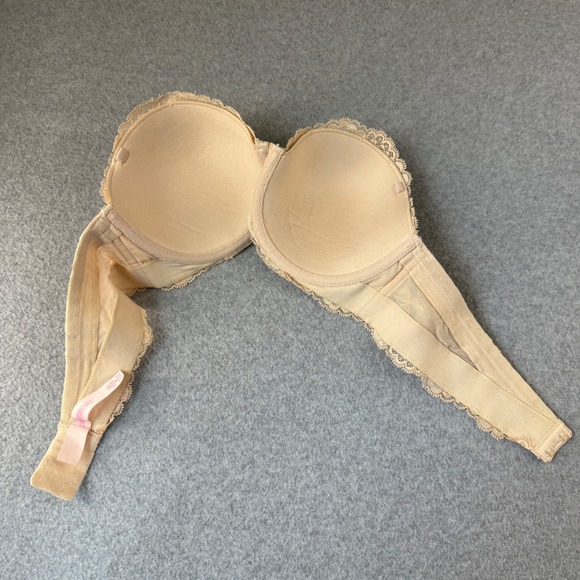 Victorias Secret Dream Angels Multi Way Strapless Bra Tan Beige Lace Size 36B - Picture 6 of 10